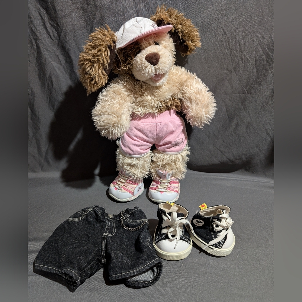 Build A Bear Shaggy Scruffy Puppy Dog With Clothes And Shoes 17 Inches